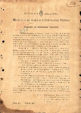 0226 - Invitación; Ministerio de Justicia e Instrucción Pública de la Nación