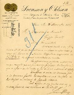 0312 - Pago recibido y pedido de información; Svensson y Ohlsson, Buenos Aires