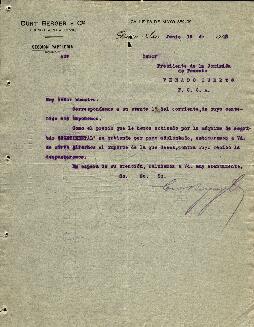 0171 - Solicitud de pago por adelantado; Curt Berger y Cía.