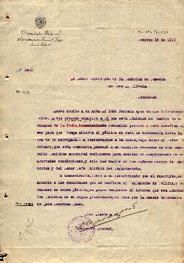 0174 - No aceptación de permiso otorgado a casa de tolerancia; Comisaría General de Policía, Departamento General López, Provincia de Santa Fe