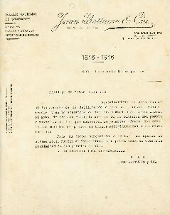 0223 - Ofrecimiento de placas de bronce; Juan Gottuzzo & Cía.