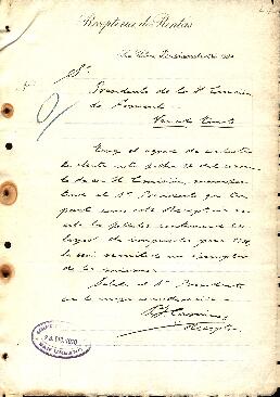 0044 - Leyes Impuestos para 1911; Receptoría de Rentas, San Urbano