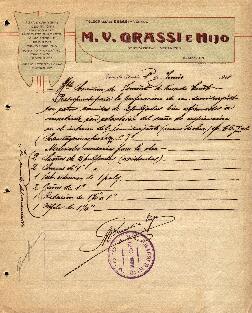 0074 - Presupuesto solicitado; M. V. Grassi e Hijo