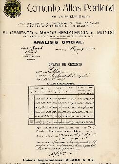 0194 - Ensayo físico mecánico de cemento; Vilaró & Cía, Cemento Atlas Portland